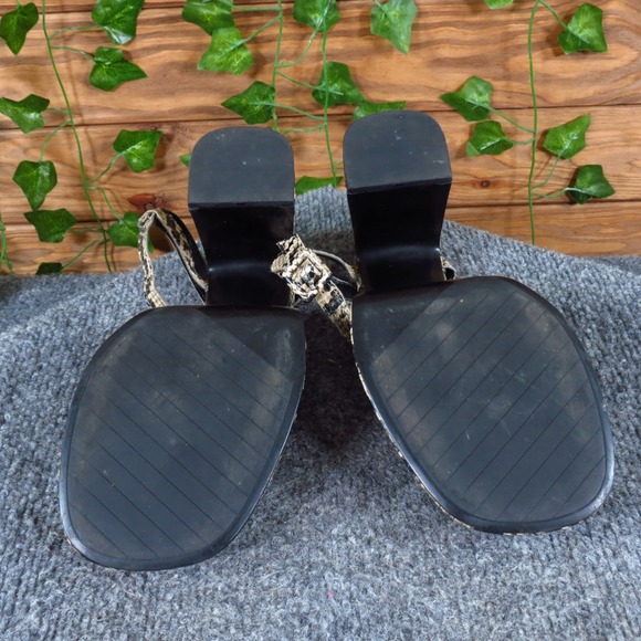 ZARA Women Snakeskin Embossed Leather Platform Block Heel Sandals Size 36 Brown - Picture 7 of 7